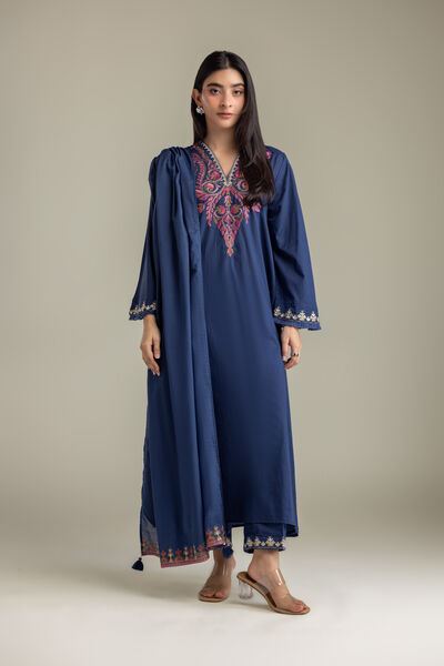 Embroidered Cambric Cambric Solid Pants