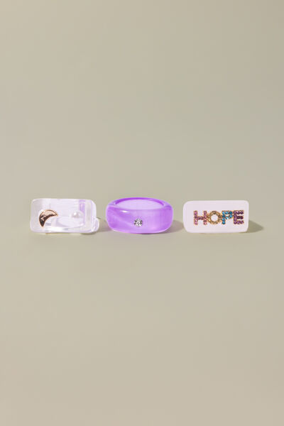 Embellished Plastic Set Of 3 Ring