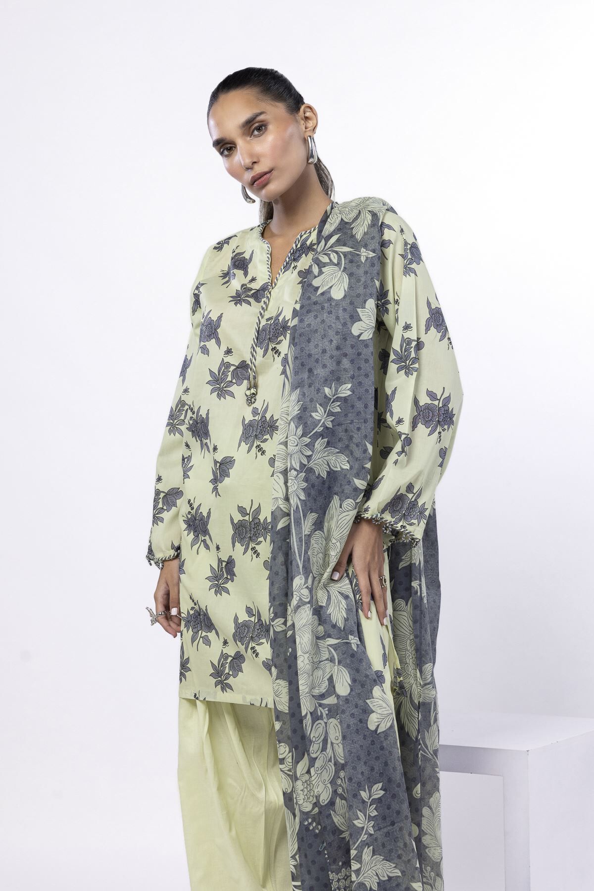 Buy Fabrics 3 Piece | 0.0 N/A | SS2444B-G-VG_MULTI | Khaadi Pakistan