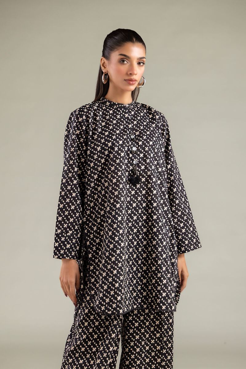 Geometric Band Collar Kurta
