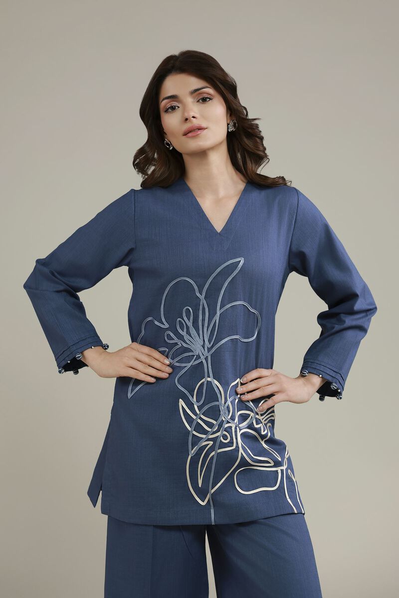 Floral V-Neck Kurta