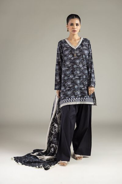 Embroidered Mesuri Dobby Fabrics 3 Piece