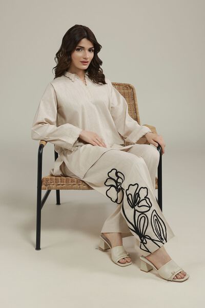 Embroidered | Heavy Textured Cotton
            
        Short Solid Kurta