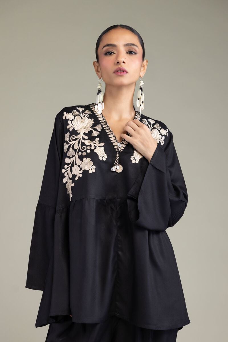Black V-Neck Blouse