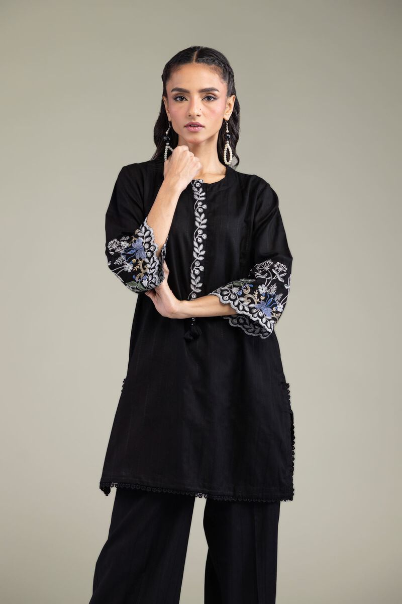 Black Cotton Kurta view 2