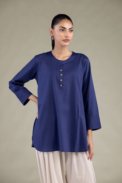 Dyed Cotton Viscose Solid Short Kurta