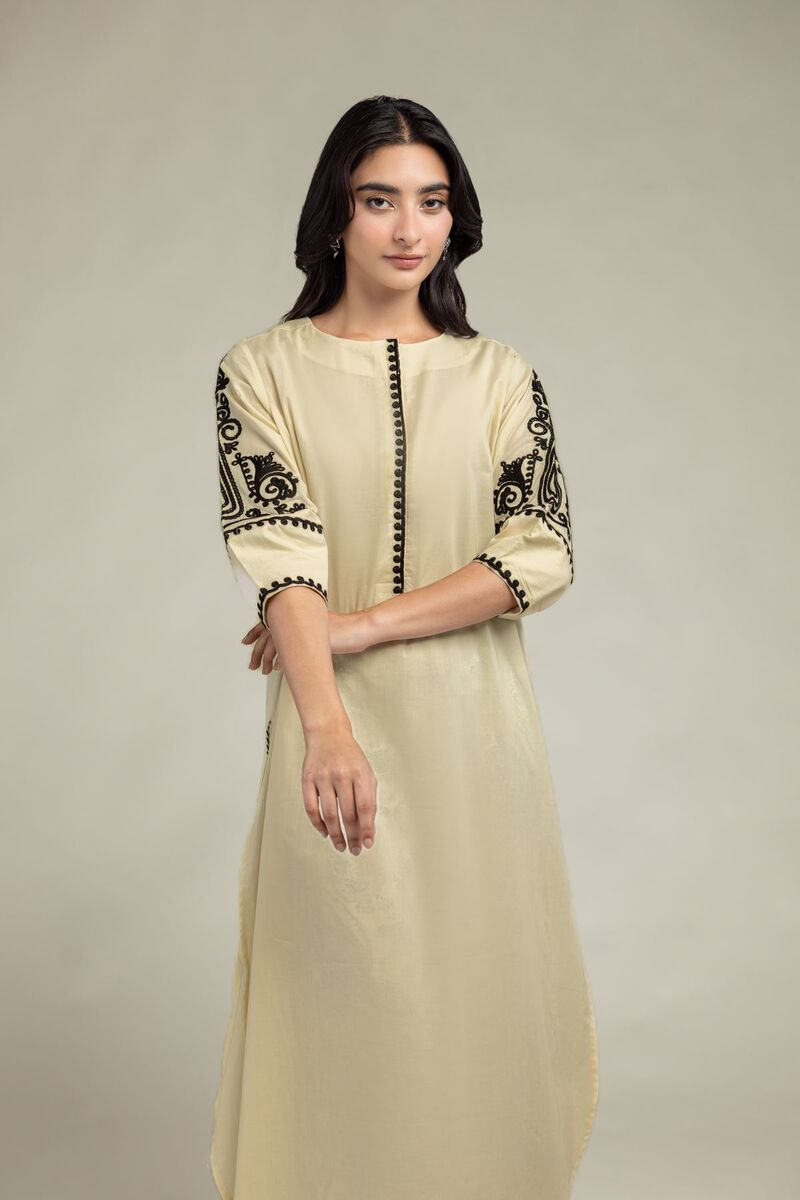 Beige Round-Neck Kurta
