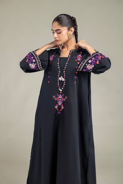 Embroidered Cambric Black Cambric Kurta