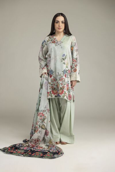 Embroidered Cambric Fabrics 3 Piece
