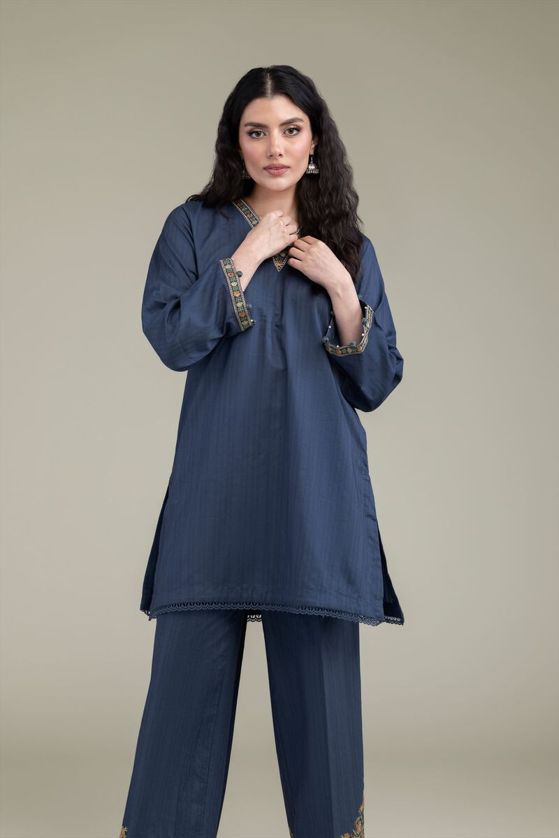 Navy V-Neck Kurta