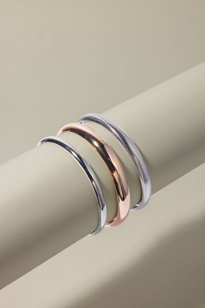 Solid Metal Set Of 3 Bracelet