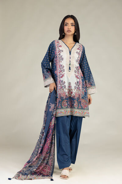 Embroidered Textured Lawn Fabrics 3 Piece
