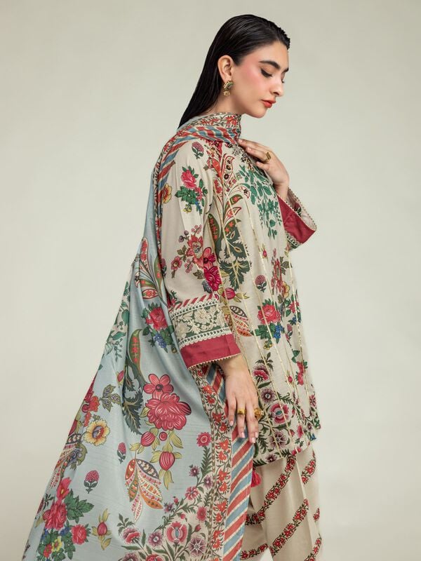 Floral Beige Dupatta