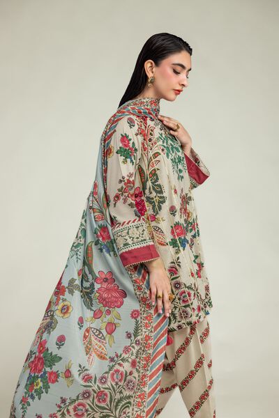 Floral Beige Dupatta, image 1