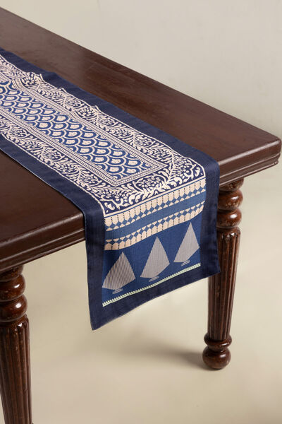 Printed Polyester Jute 16x84in Table Runner