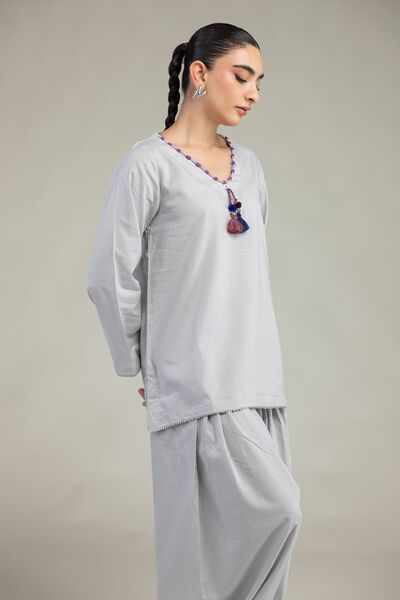 Gray Cotton Kurta, image 1