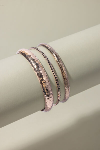 Solid Metal Set Of 3 Bracelet