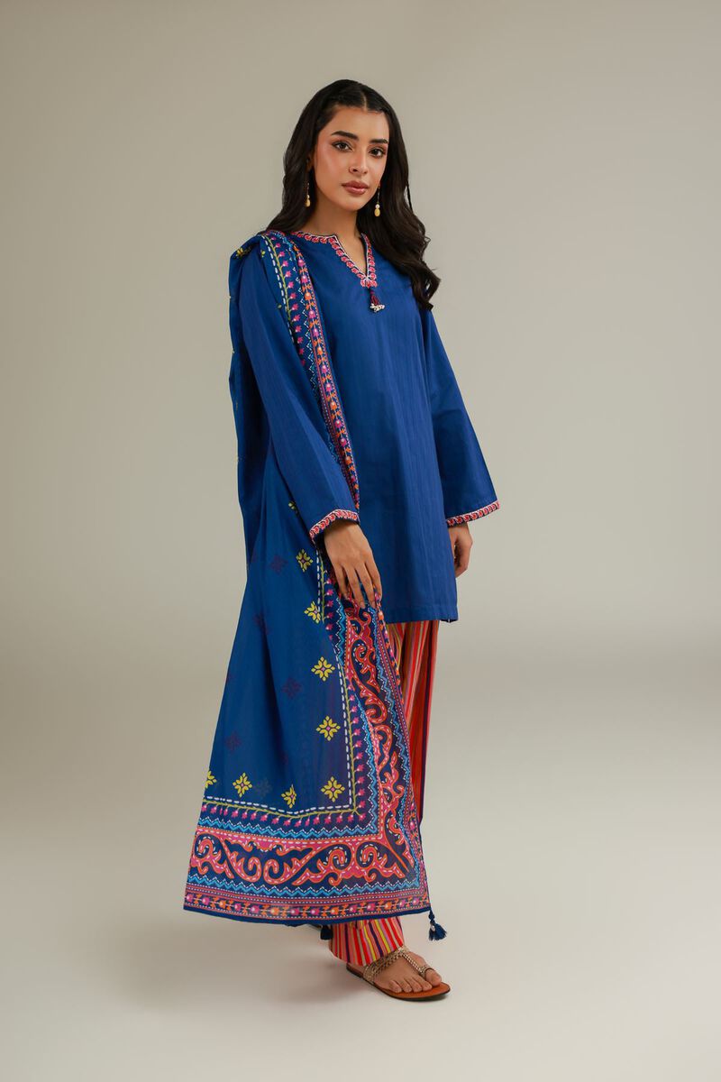 Embroidered Navy Dupatta