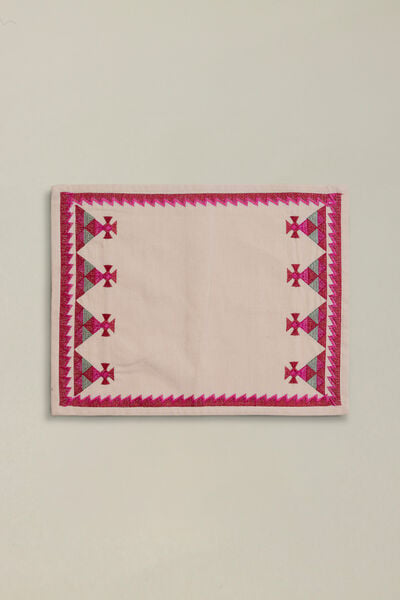 Dyed Embroidered Cotton Duck 13x17in Table Mat