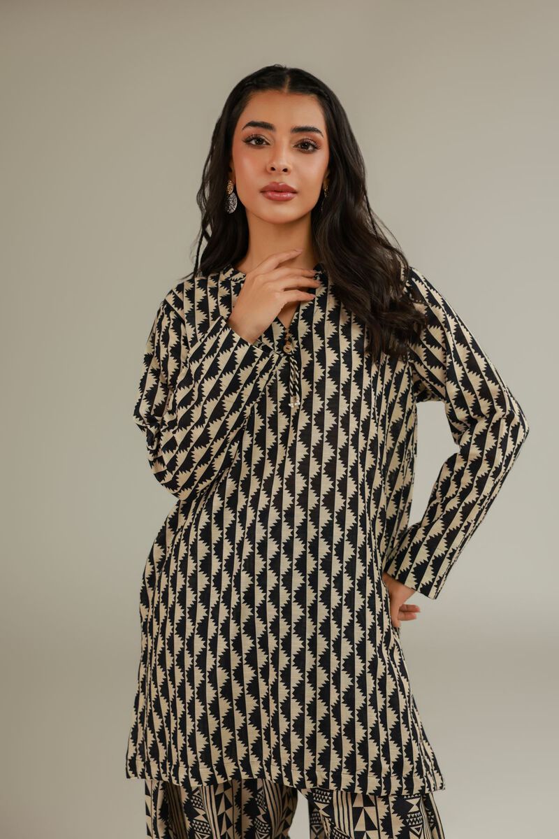 Geometric V-Neck Kurta