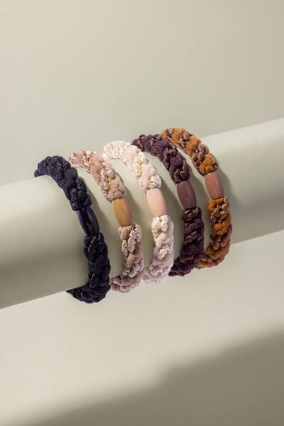 Solid Polyester Set Of 5 Scrunchie