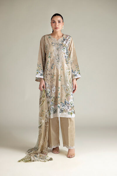 Embroidered Lawn Fabrics 3 Piece