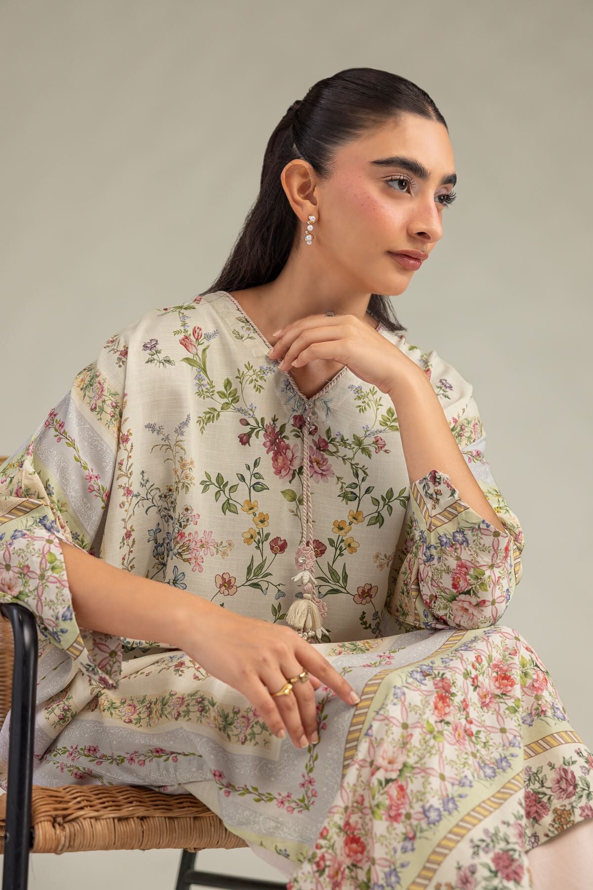 Khaadi - Floral Longline Kurta
