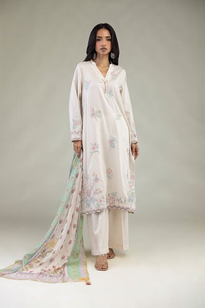 Embroidered Cotton Dobby Fabrics 3 Piece