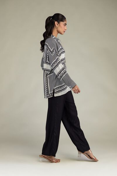 Embroidered Viscose Crepe Black Viscose Trousers