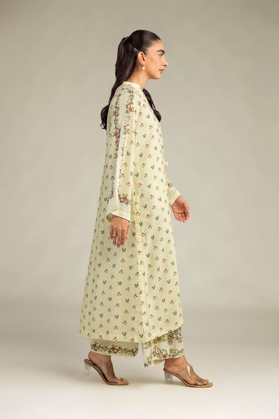Printed Raw Silk Floral Silk Pants