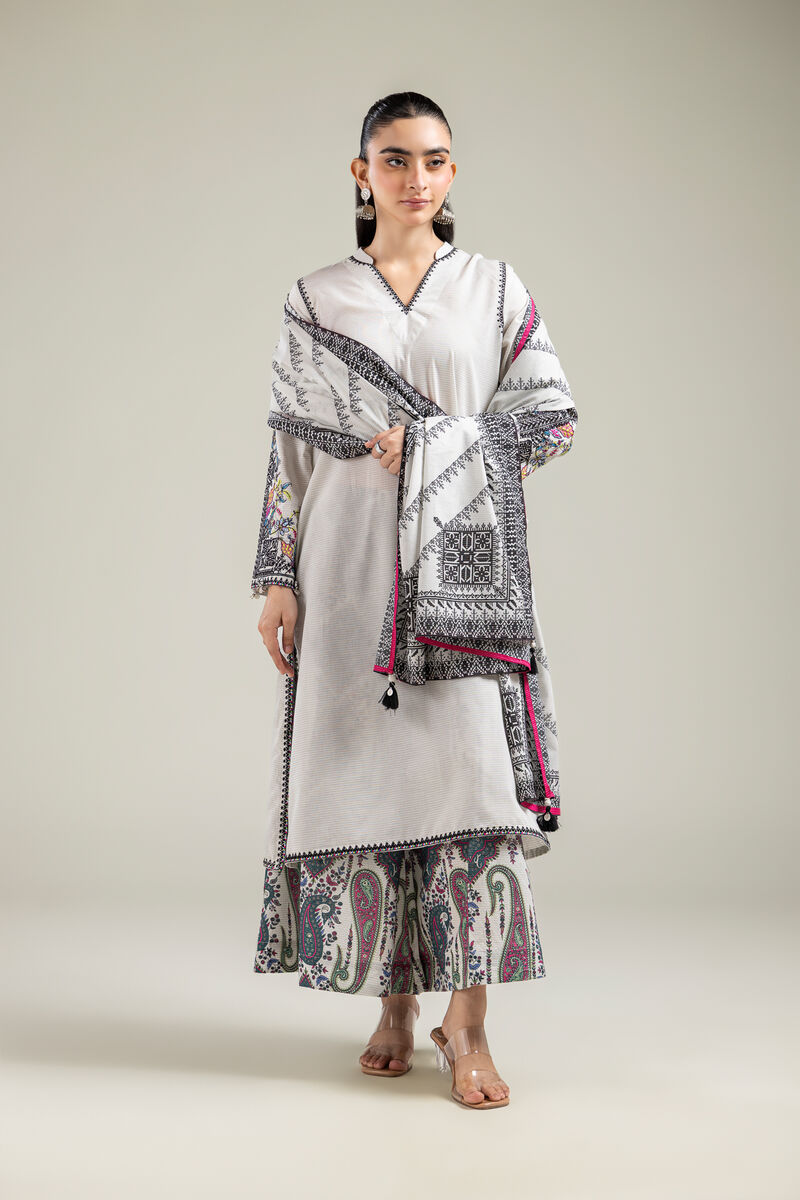 Geometric Off-White Dupatta