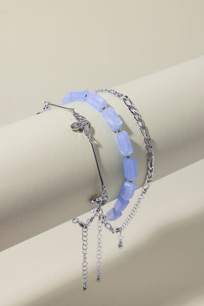 Embellished Metal Set Of 3 Anklet