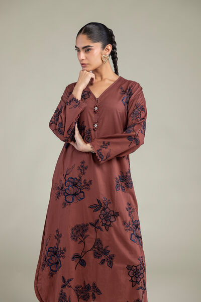 Embroidered Cambric Cambric Floral Kurta