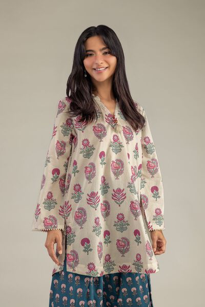 Floral Cambric Kurta, image 1