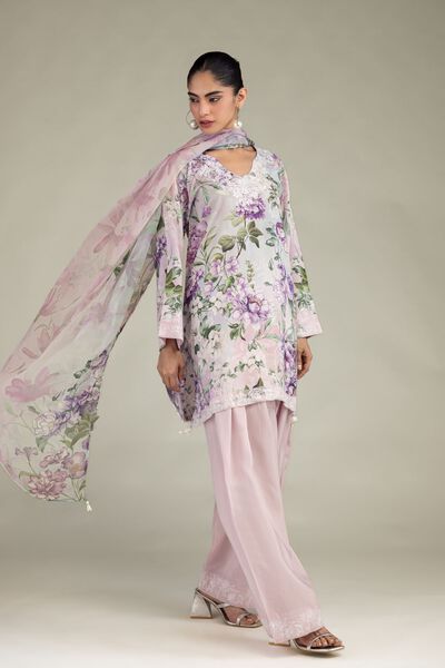 Embroidered Blended Viscose Pink Viscose Shalwar