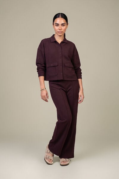 Dyed Textured Cotton Purple Solid Jacket
