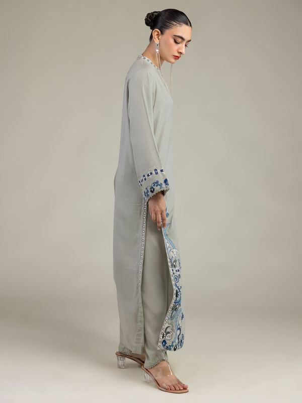 Gray Silk Shalwar