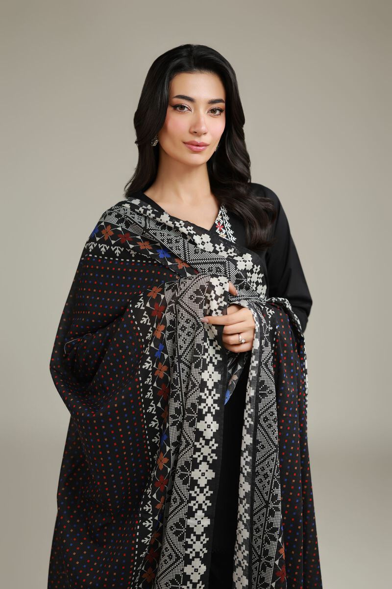 Black Lawn Dupatta