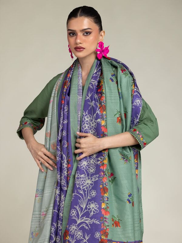 Floral Silk Dupatta