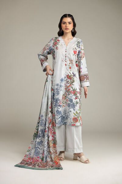 Embroidered Cambric Fabrics 3 Piece