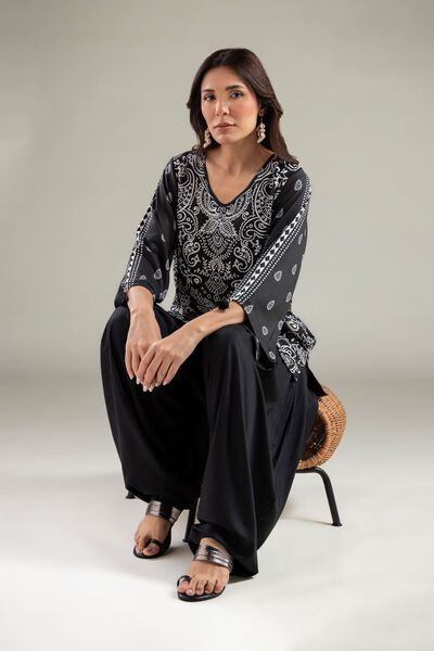 Paisley V-Neck Kurta, image 1