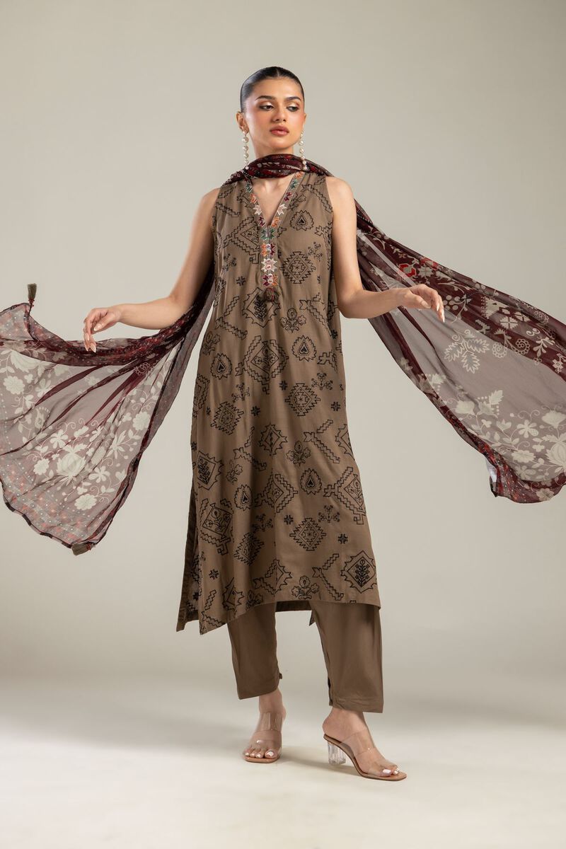 Maroon Floral Dupatta
