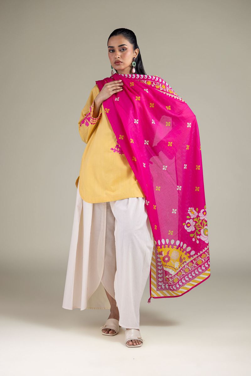 Cotton Magenta Dupatta
