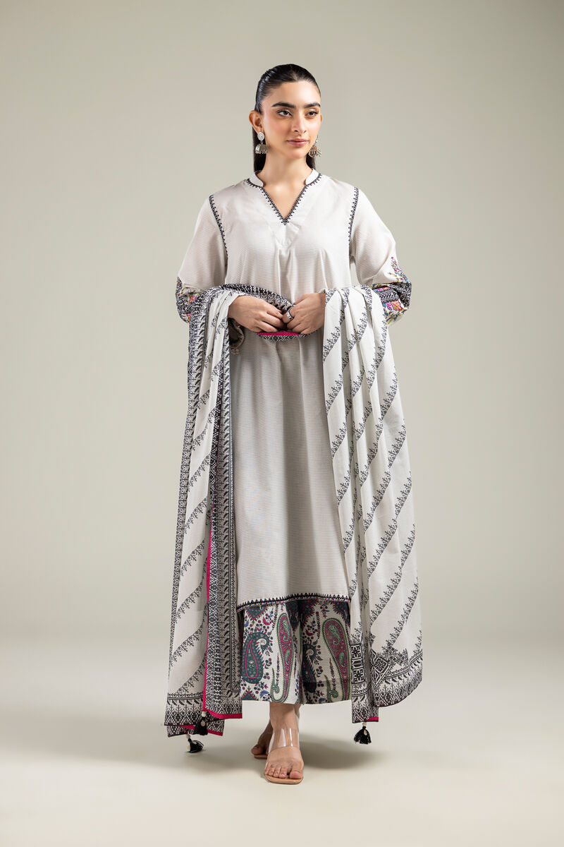 Geometric Off-White Dupatta