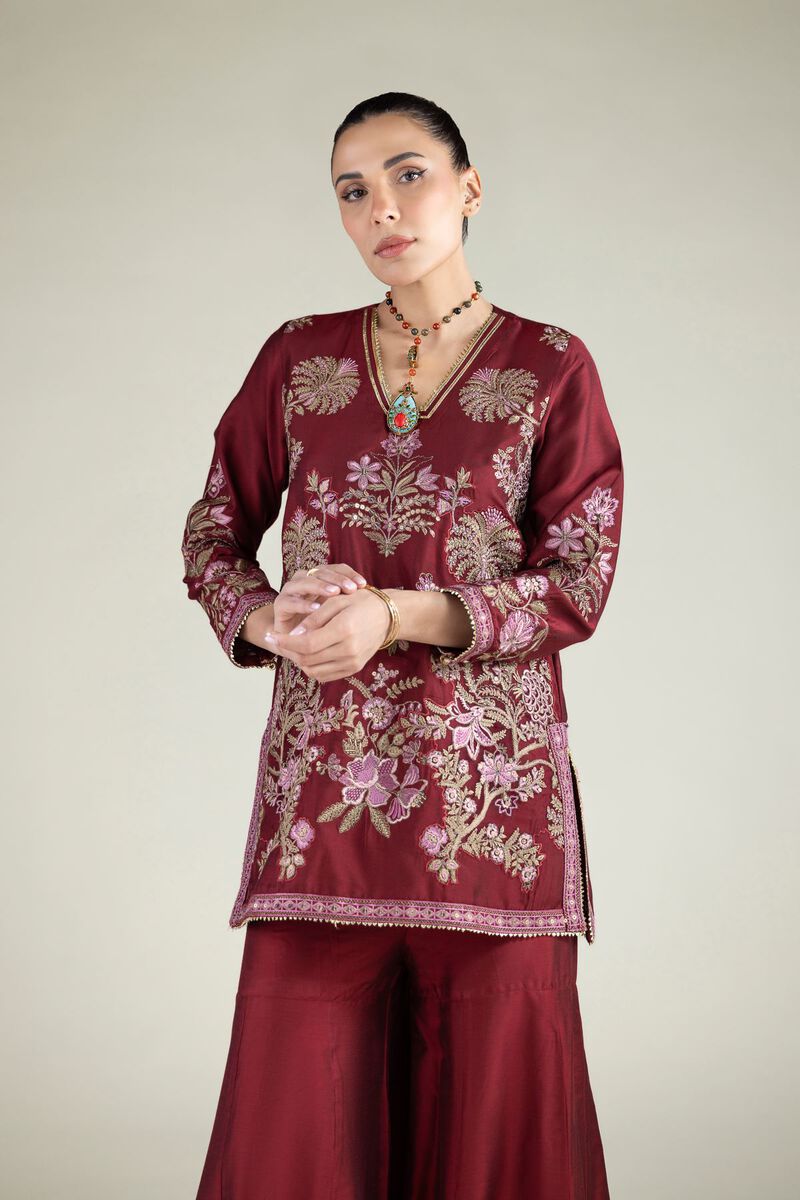 Floral V-Neck Kurta