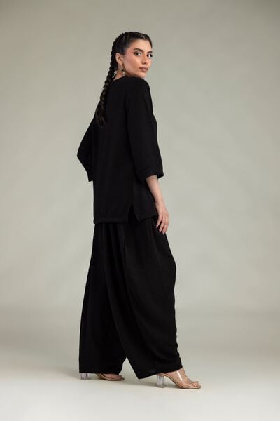 Dyed Crepe Georgette Black Georgette Trousers