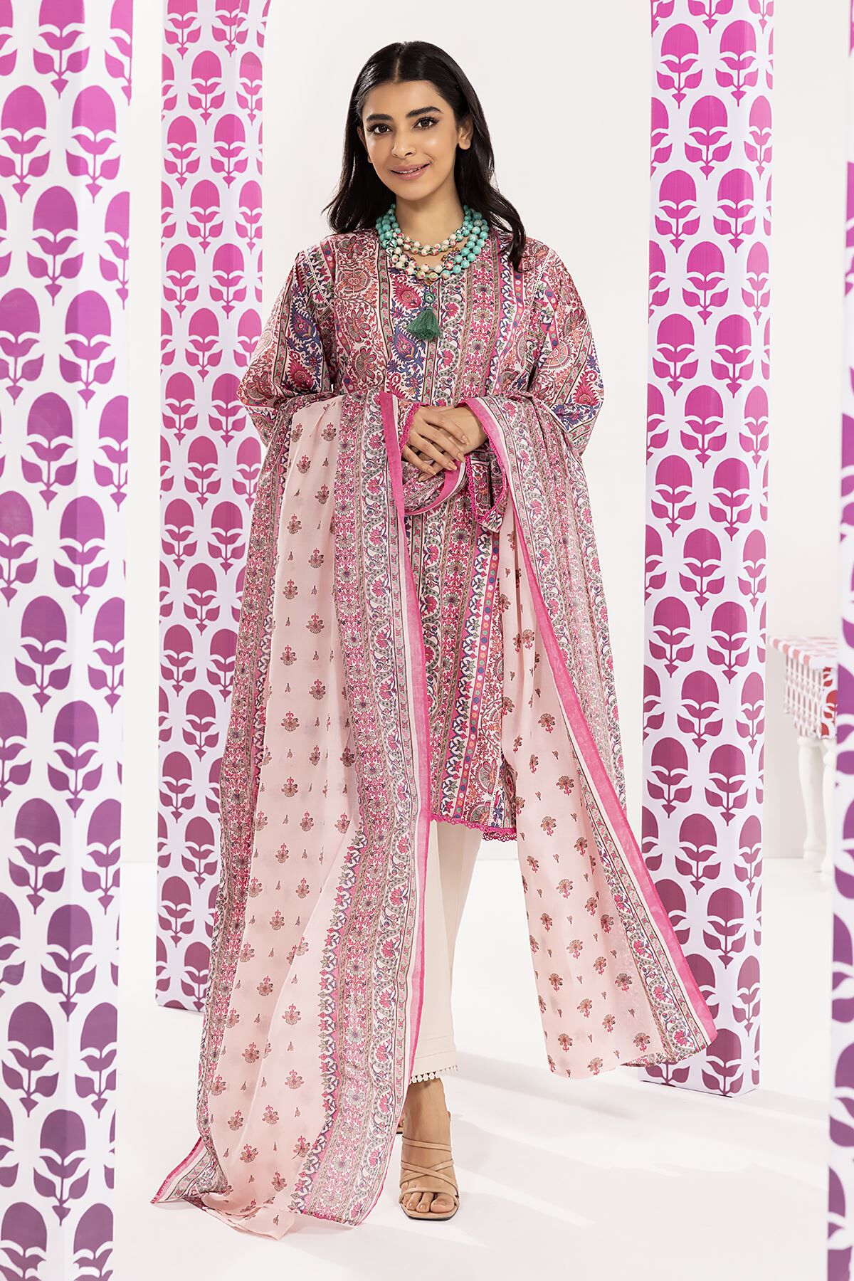Essentials Unstitched Fabrics Lawn Embroidered Printed 2