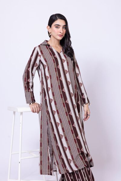 Printed | Khaddar
            
        Long Geometric Kurta