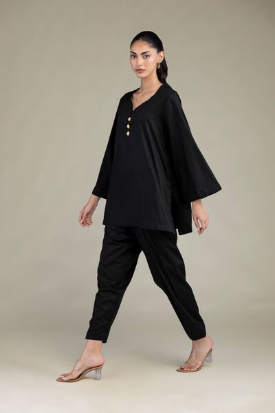 Solid Black Shalwar, image 1