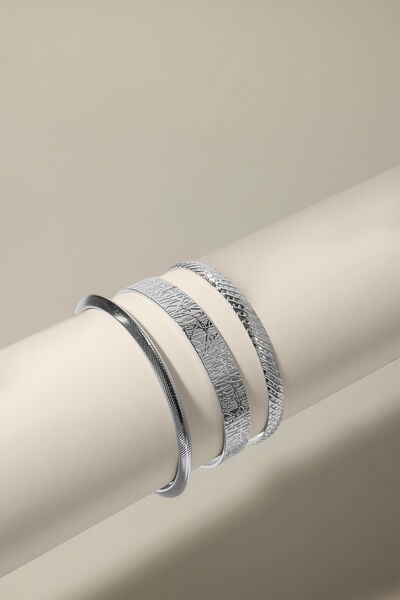 Solid Metal Set Of 3 Bracelet